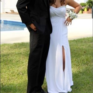 White Strapless Formal Gown